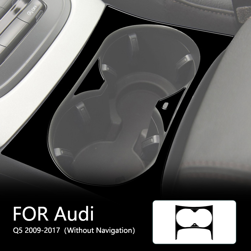 Car Accessories Brand - アウディq5用の光沢のある黒いABSステッカー,センターカップホルダーパネル,カーアクセサリー,ナビゲーションなし,2009-2017,新品