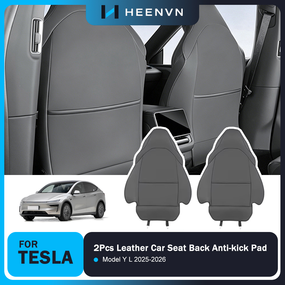 Leather Car Seat Cover - Heenvn 2個入り レザー製 車用シートバック アンチキックパッド テスラ