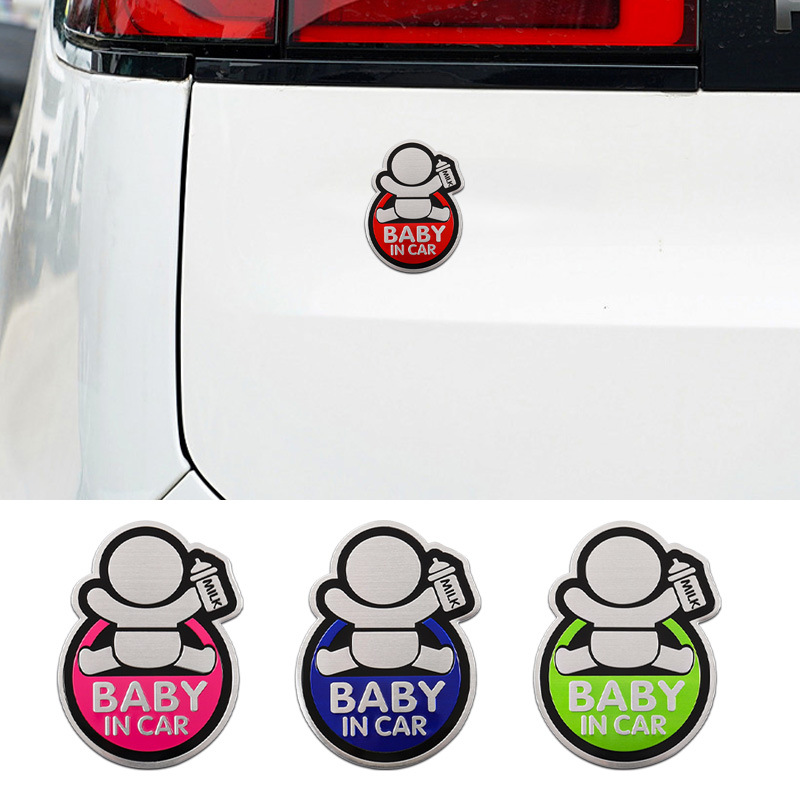 Car Accessories Sticker - 高品質修正 3D 金属アルミ合金警告車のステッカー BABY IN CAR