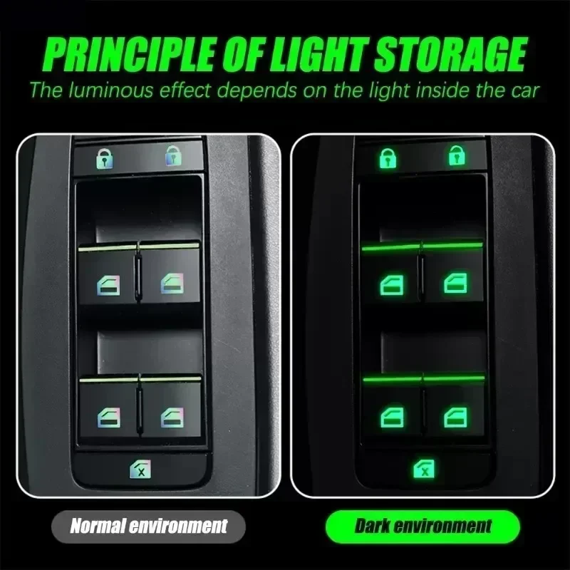 Car Accessories Nz - 1セットの暗闇で光る車用ボタンステッカー - 蛍光グリーン/ブルー/オレンジのインテリアコントロール用デカール（ユニバーサルフィット）