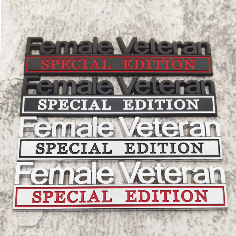 Car Accessories Sticker - 高品質修正金属 3D 立体ステッカー文字-女性退役軍人エディション車の装飾用ボディデコレーション
