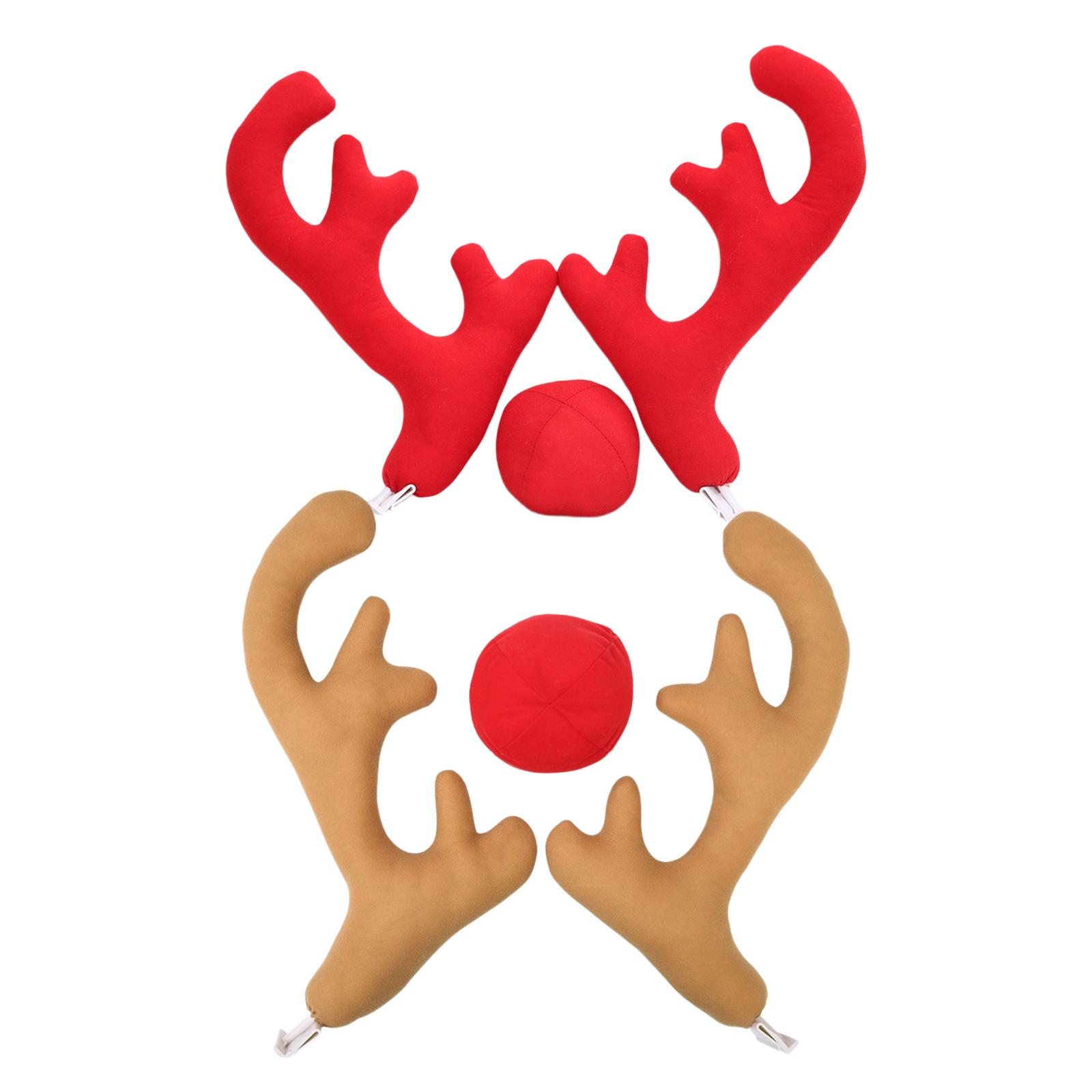 クリスマスのトナカイの角と赤い鼻の車の飾りセット ホリデーア - Car Accessories Xmas のレビューと価格