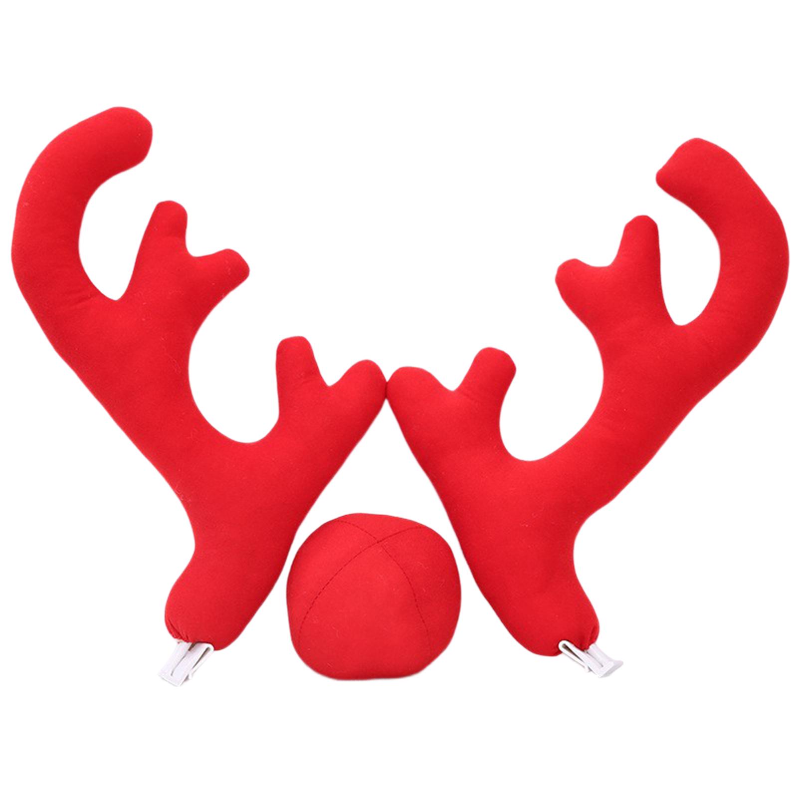 クリスマスのトナカイの角と赤い鼻の車の飾りセット ホリデーア - Car Accessories Xmas のレビューと価格