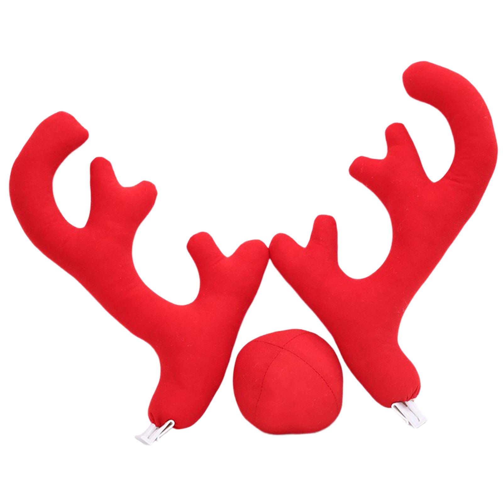 クリスマスのトナカイの角と赤い鼻の車の飾りセット ホリデーア - Car Accessories Xmas のレビューと価格