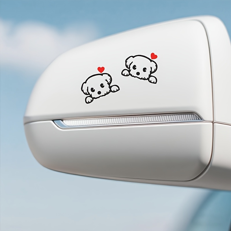 2枚セットのかわいい漫画犬の楽しいビニールステッカー、車、S - Car Accessories Nz のレビューと価格