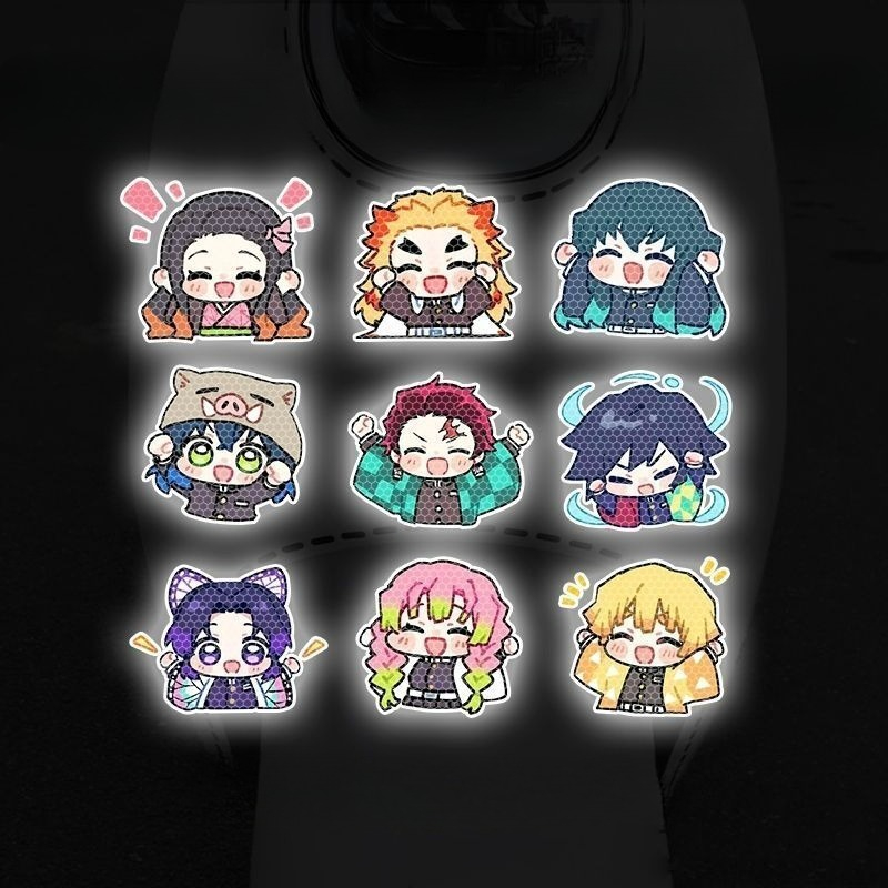 鬼滅の刃のキャラクター風車用反射ステッカー、電動車両ヘルメッ - Car Accessories Sticker のレビューと価格